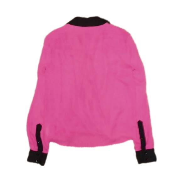 Bebe Pink Blouse w/ Black Trim - Picture 4 of 5